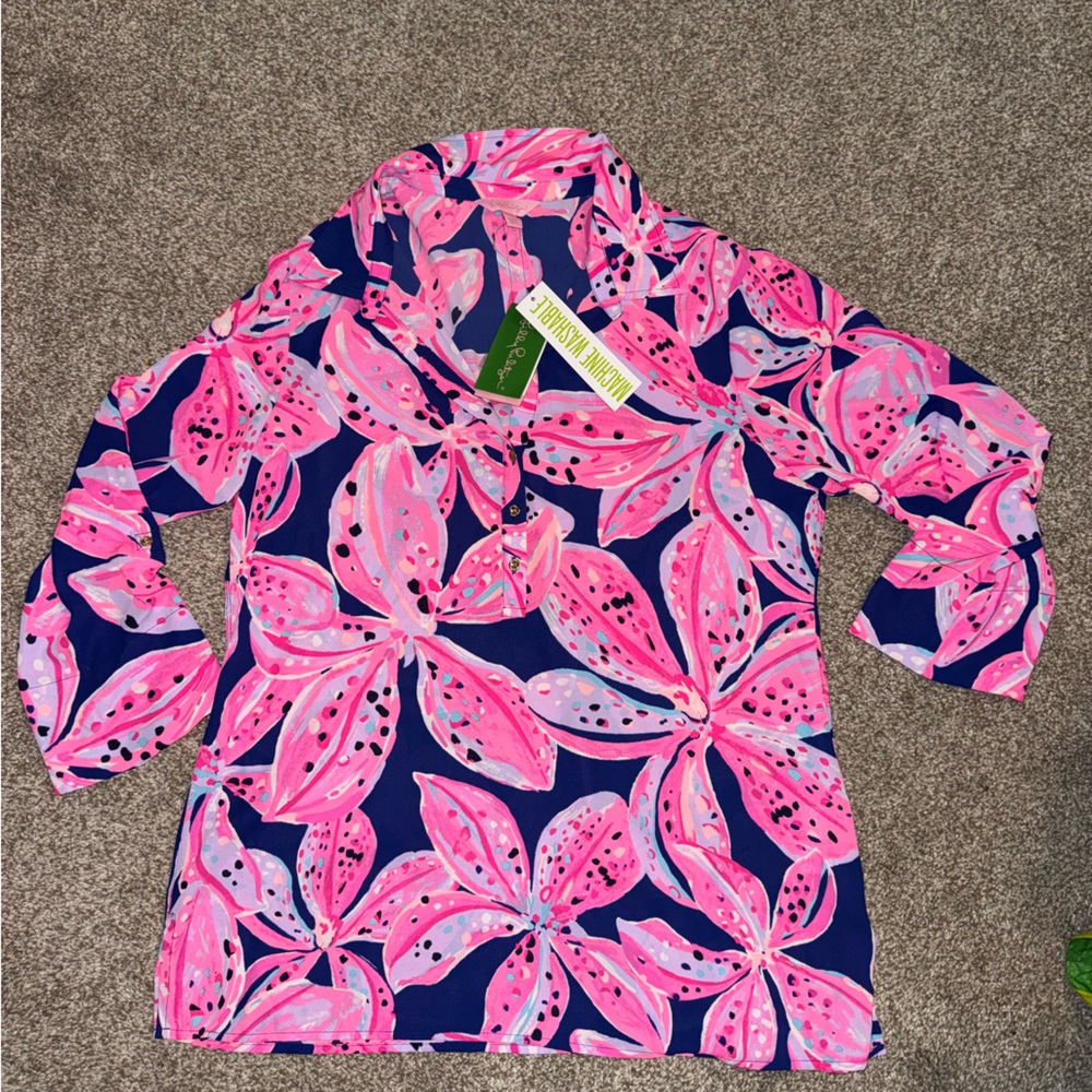 Lilly Pulitzer Everglades top Royal purple wild child- large NWT